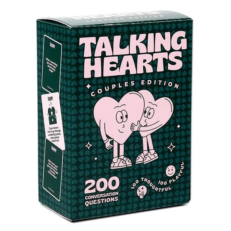 Talking Hearts Couple Card Game, 1 Box 202pcs Conversation Card, Fun Game for Couple, Lovers, Friends, Family