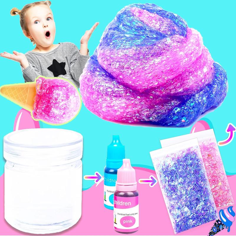 Slime Kit Confetti Slime, Glimmer Crunchy Slime, Foam Slime, Jelly Cubes Slime, Stress Relief Toys, Party Favors for Kids, for Girl Boys 6 7 8 9 10 11 12