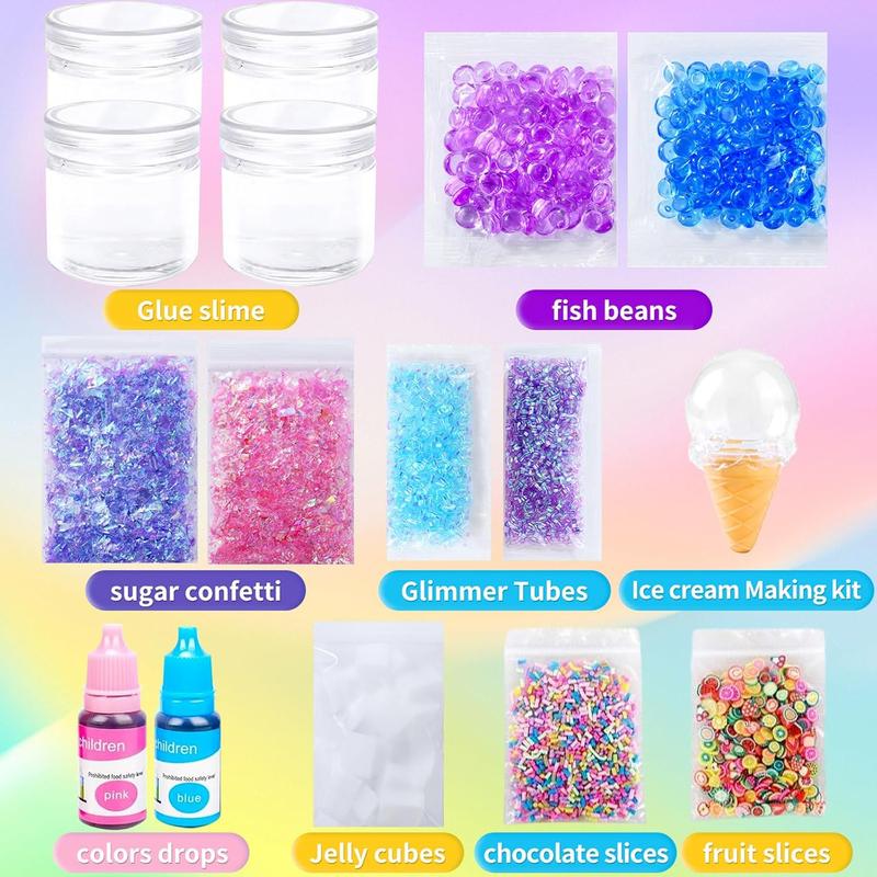 Slime Kit Confetti Slime, Glimmer Crunchy Slime, Foam Slime, Jelly Cubes Slime, Stress Relief Toys, Party Favors for Kids, for Girl Boys 6 7 8 9 10 11 12