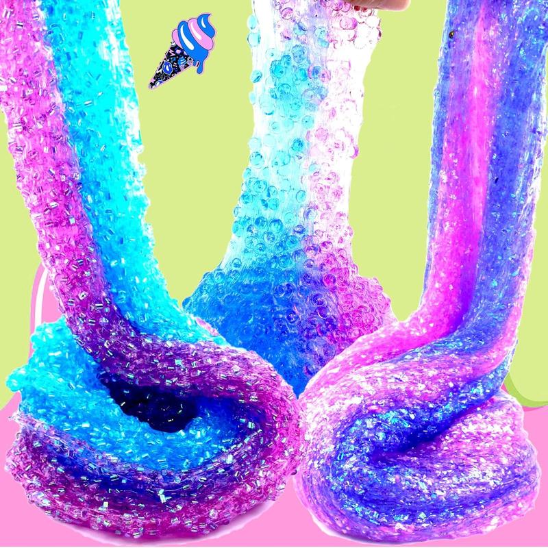 Slime Kit Confetti Slime, Glimmer Crunchy Slime, Foam Slime, Jelly Cubes Slime, Stress Relief Toys, Party Favors for Kids, for Girl Boys 6 7 8 9 10 11 12