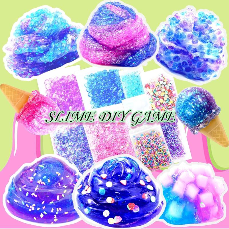 Slime Kit Confetti Slime, Glimmer Crunchy Slime, Foam Slime, Jelly Cubes Slime, Stress Relief Toys, Party Favors for Kids, for Girl Boys 6 7 8 9 10 11 12