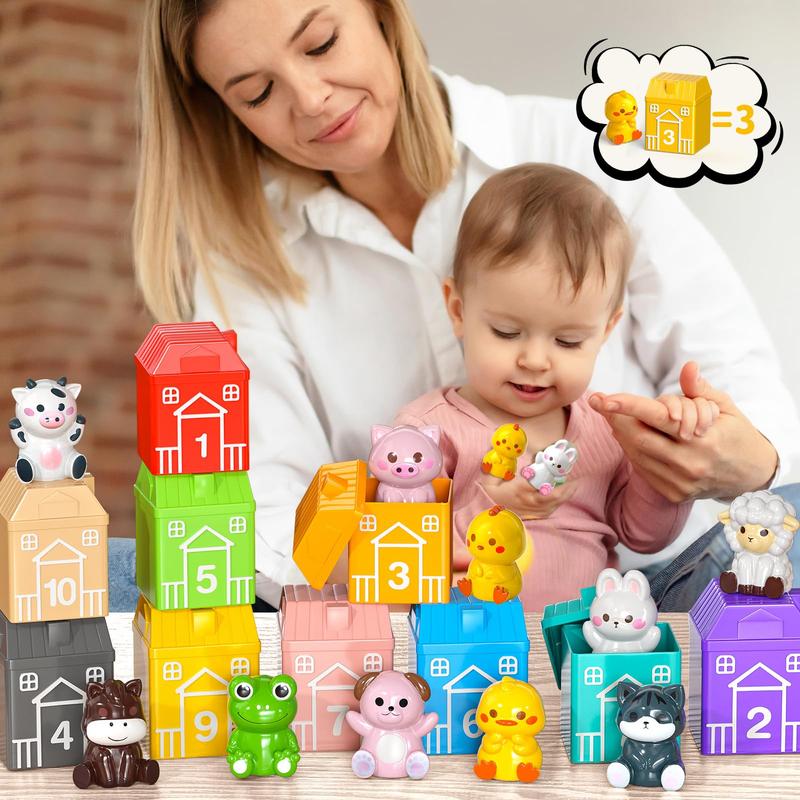 Learning Toy , 20PCS Farm Animals Toys Montessori Counting, Matching, Sorting Sensory Toys,Christmas Birthday Gifts Toys