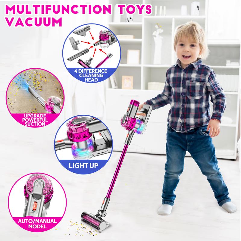 4-in-1  Vacuum That Really Work, Toddler Pretend Play  Toy Set W  Light & Sound, Interactive Toy Cleaner Birthday Idea for 2 3 4 5 6+ Year Girl Boy Cleaning  clean toy     vacuum montessori  cooking toy  vacuum toy vacuum Vacuum Cleaner with Music