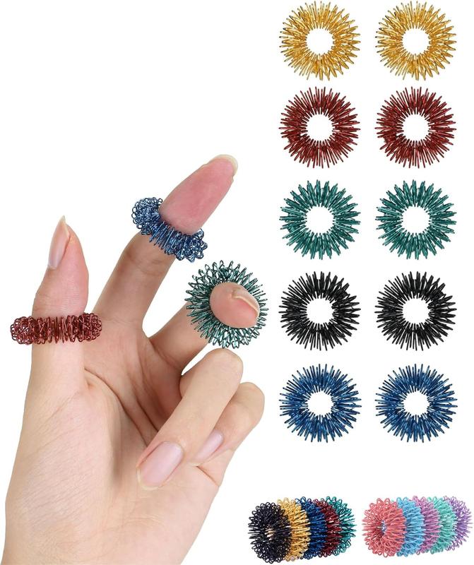 10-Pack, Fidget Relief Sensory Toy, Fidget Ring, Fidget Ring to Relieve Anxiety, Stress Relief Ring, Massager for Fidget ADHD Autism, Silent Stress Relief Ring