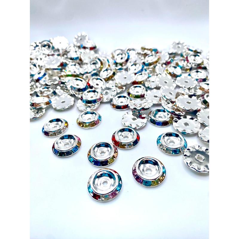 UFO Flying Saucer Spacer Beads | Rhinestone Beads | Beaded | Jewelry Beads