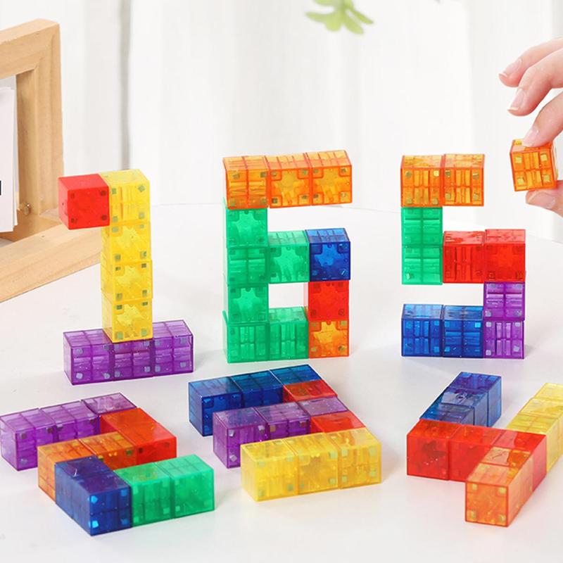 Transparent Magnetic Building Blocks, Colorful Magnetic Stacking Blocks, Early Education STEM Sensory Montessori Toy, Gift for Kids