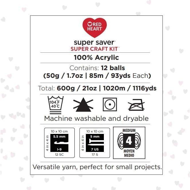 Red Heart Super Saver Super Yarn Craft Kit for Crochet & Knitting & Amigurumi Projects