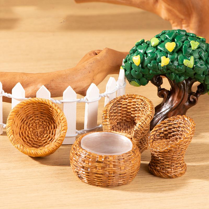 1 12 Dollhouse Simulation Bamboo Basket Chair Dustpan Dollhouse Miniature Furniture Decoration Dolls House Accessories