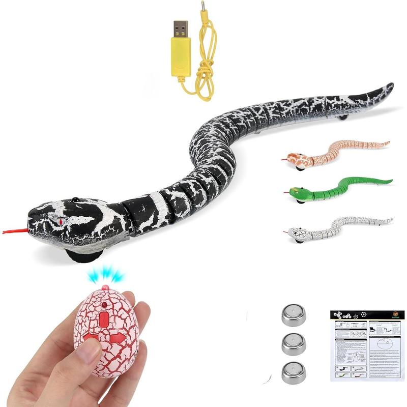 Remote Control Snake Toy RC&Robot Electric Snake Toy Fast Moving of Fake Rattlesnake Christmas Halloween Toys Party Favor Gifts Joke Prank for Kids Boys(Black)