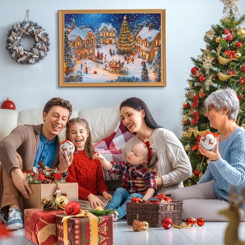 Advent Calendar 2024 Foil Puzzle 1008 Pieces Holiday Jigsaw Puzzles 24 Days Christmas Countdown Calendar with Puzzle Mat, Glue for Adults, Family Game Xmas Gifts Home Decor