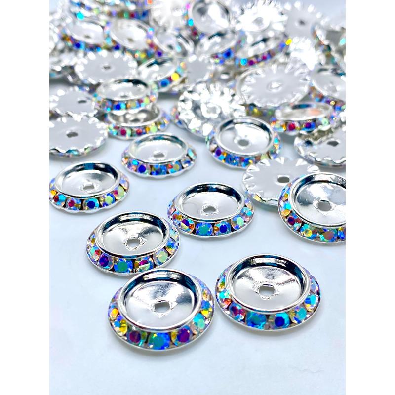 UFO Flying Saucer Spacer Beads | Rhinestone Beads | Beaded | Jewelry Beads