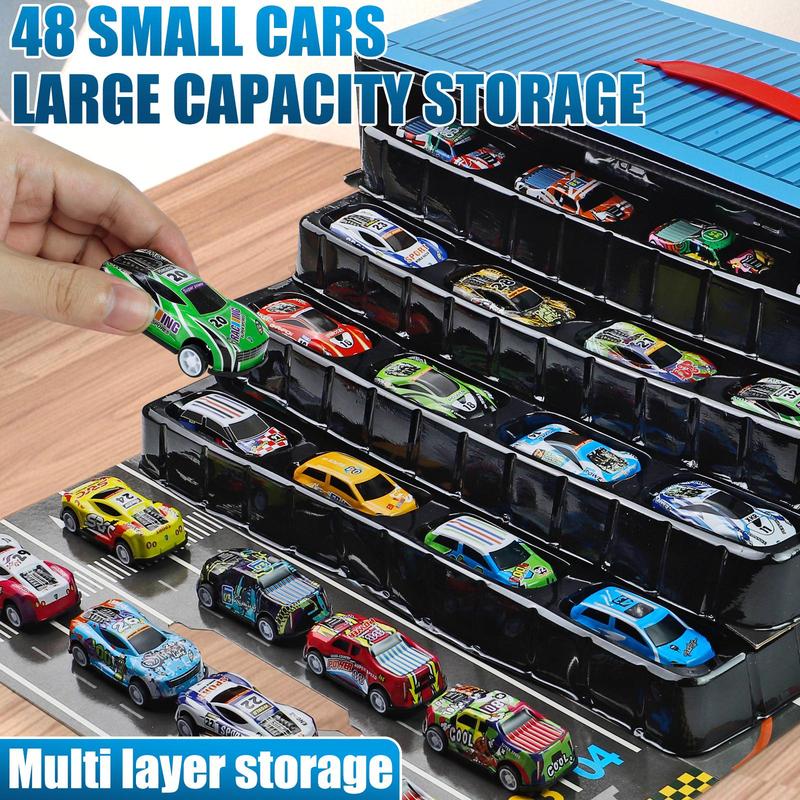 48-Piece Pull Back Cars Set with Garage Storage Box – Race Car Collection for Boys and Girls – Mini Racing Cars, Friction Powered Toy Cars