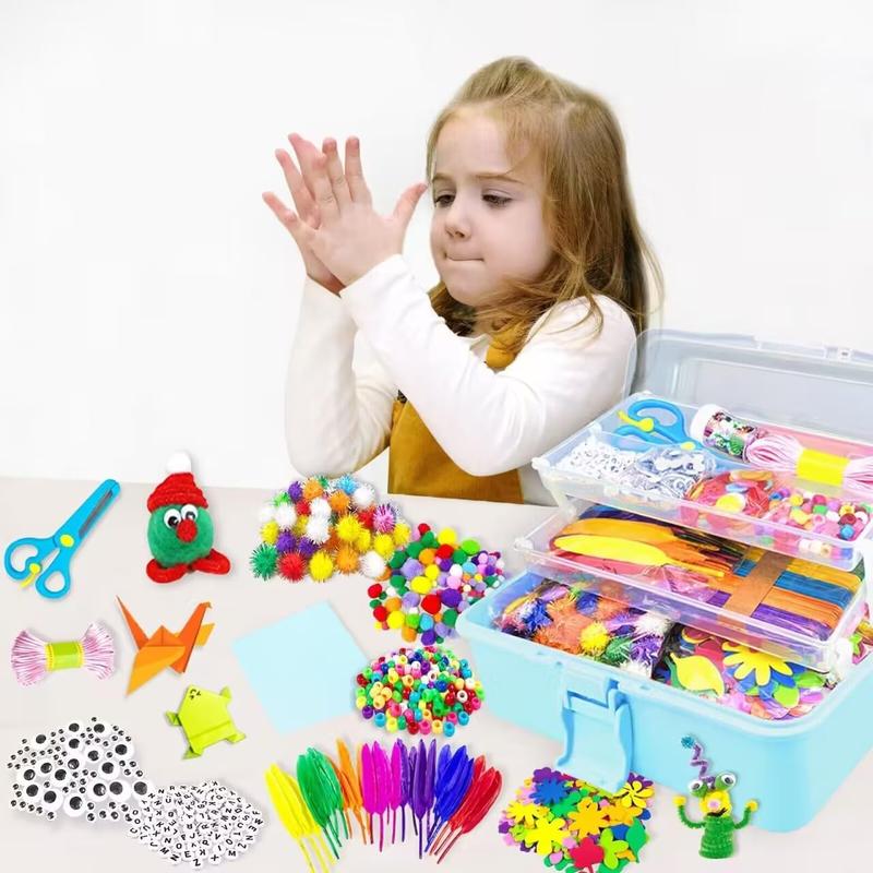 3000Pcs Arts and Crafts Supplies for Kids Crafts for Girls 8-12 Craft Kit with Pipe Cleaners Beads Crafts for Kids DIY School Supplies Set Crafting Box for Girls Boys Age 4-6, 6-8, 8-12 years Gifts