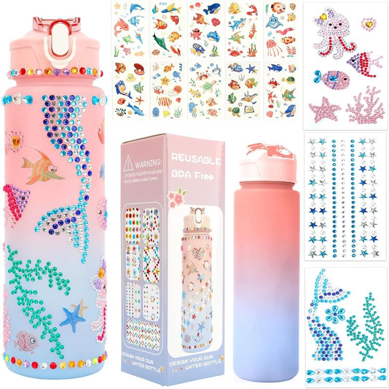 Gifts for Girls, Decorate Your Own Water Bottle Kits for Girls, Birthday Gifts for Girls, Mermaid Water Bottle for Girls, Fun Arts and Crafts Gifts Toys for Girls Christmas