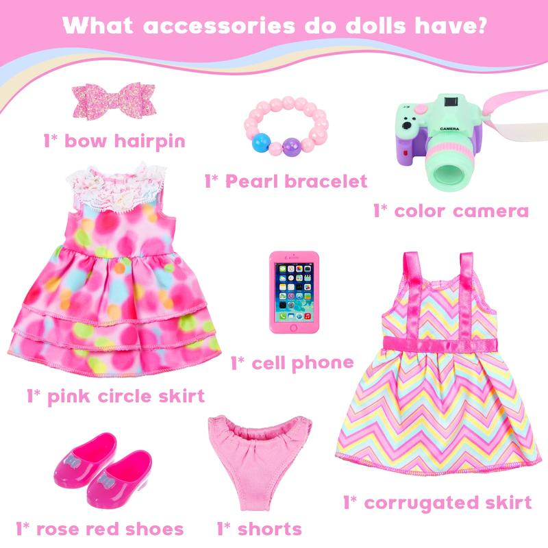 14.5 Inch Black African Baby Doll with Pink Dot Skirt and Accessories Set Silicone Black Doll Realistic Black Girl Doll