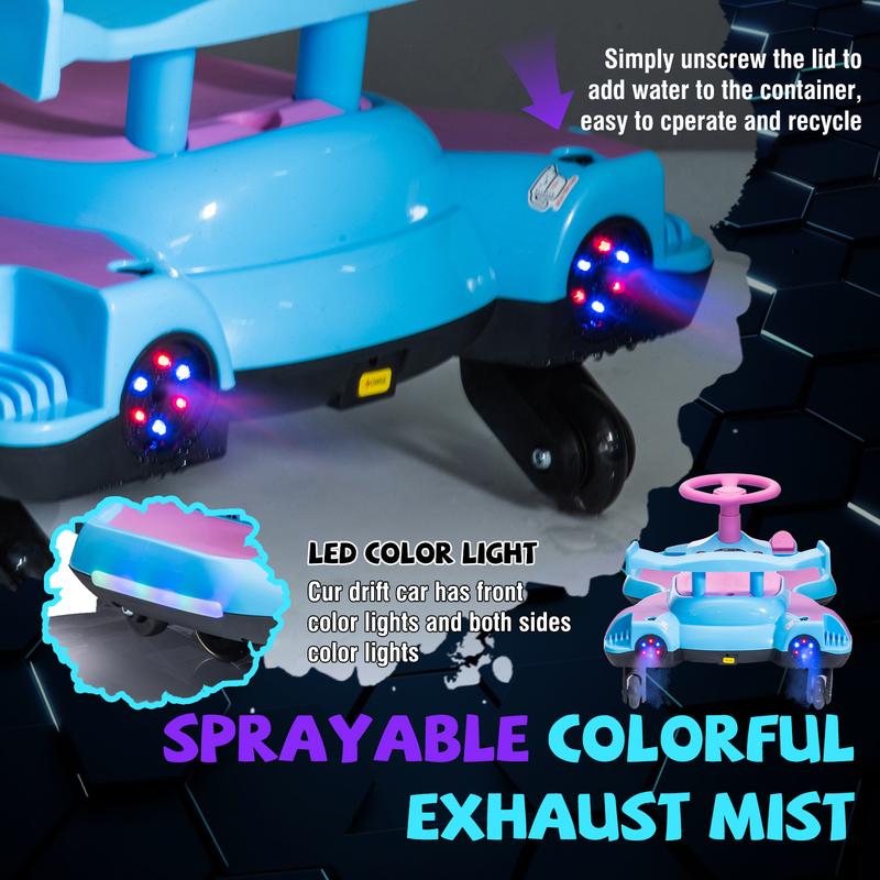 12V Kids Ride On Electric Toy,360 Degree Drift in place,Spray function,Front&Side Lights design,USB MP3,Bluetooth,Music, 3.73-4.35 MPH,Easy installation,Ultimate cool operation for Kids Aged 3+