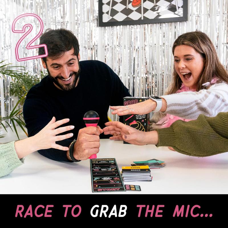 [FLASH HOLIDAY SALE] Lucky Egg Exciting Grab The Mic - The Family Karaoke 2-10 Players - Board Game for Bad Singers - 250 Lyric Cards for Fun Hilarious Games Night