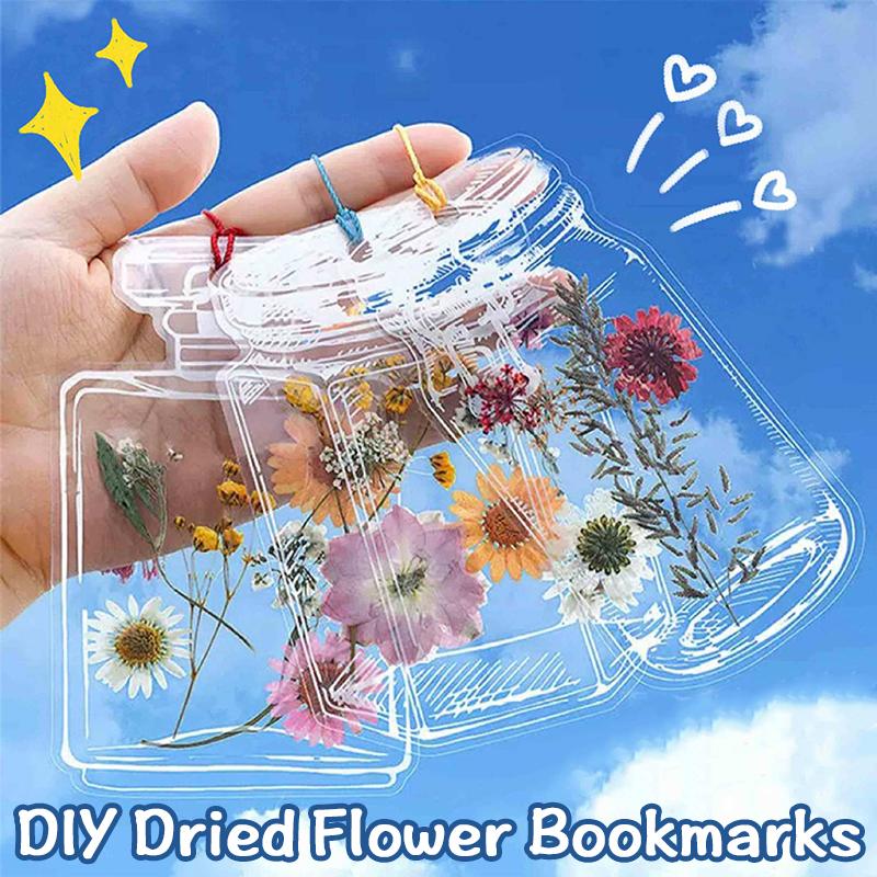 40 Counts DIY Bookmarks Transparent Dried Flower Handmade Transparent Leaves Collection of Spring Bottle