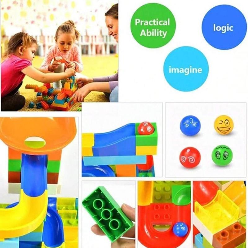 Colorful Slide Building Blocks Toy, 1 Box Small Particle Track Puzzle DIY Toy, Educational Assembly Toy for Kids