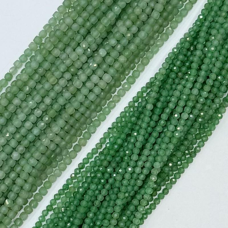 Natural Green Aventurine Gemstone Cube Faceted Beads Tiny Loose Beads Square Faceted Beads For DIY Jewelry Making Desig Handmade Crafts Bracelet, Necklace, Earrings AAAA Quality 15.5 Inches Long, Semi Precious Stone, Spacer beads