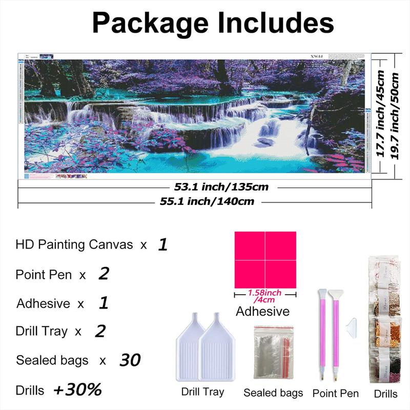 Floral Waterfall DIY Diamond Arts Colorful Painting Kit Without Frame, Waterfall Diamond Art Painting for Bedroom Living Room Office Home Decor