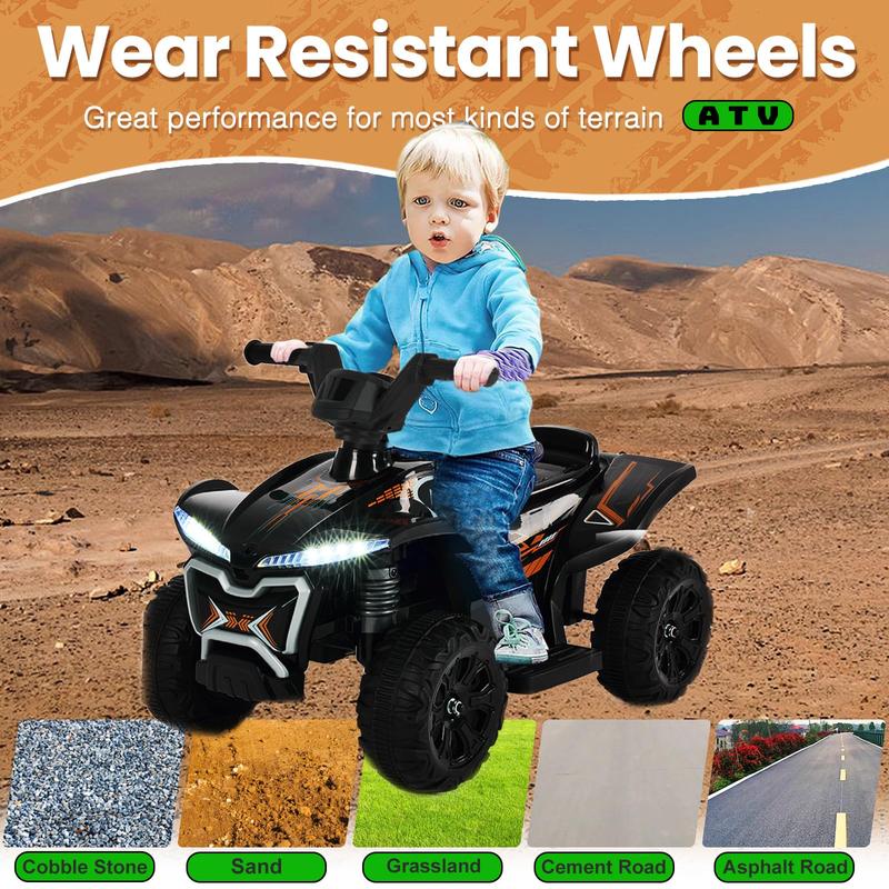 ATV 6V 4.5A Ride On Car for Kids,4 Wheeler Electric Car with Music and Wear-Resistant Wheels Ride On Toys for Kids with Reverse Gear and Headlights