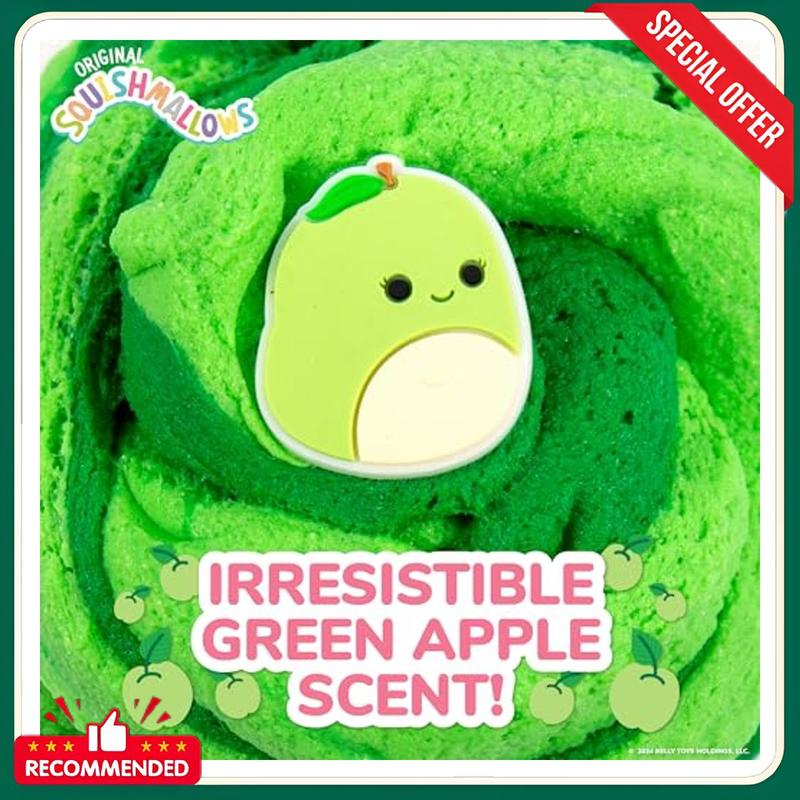 Original Squishmallows Ashley The Apple Premium Cloud Slime, 8 oz. Slime, Green Apple Scented, 3 Fun Slime Add Ins, Pre-Made Slime for Kids, Great 6 Year Old Toys, Super Soft Sludge Toy