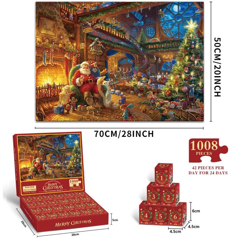 Christmas Themed Jigsaw Puzzle Toy, 1008pcs set Home Decor Puzzle Toy, Puzzle Game Toy, Birthday Gift