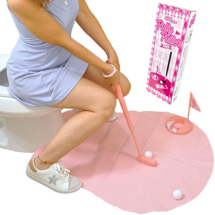 Fairly Odd Brands Potty Putter Toilet Time Golf Game | Practice Your Putting | Pink