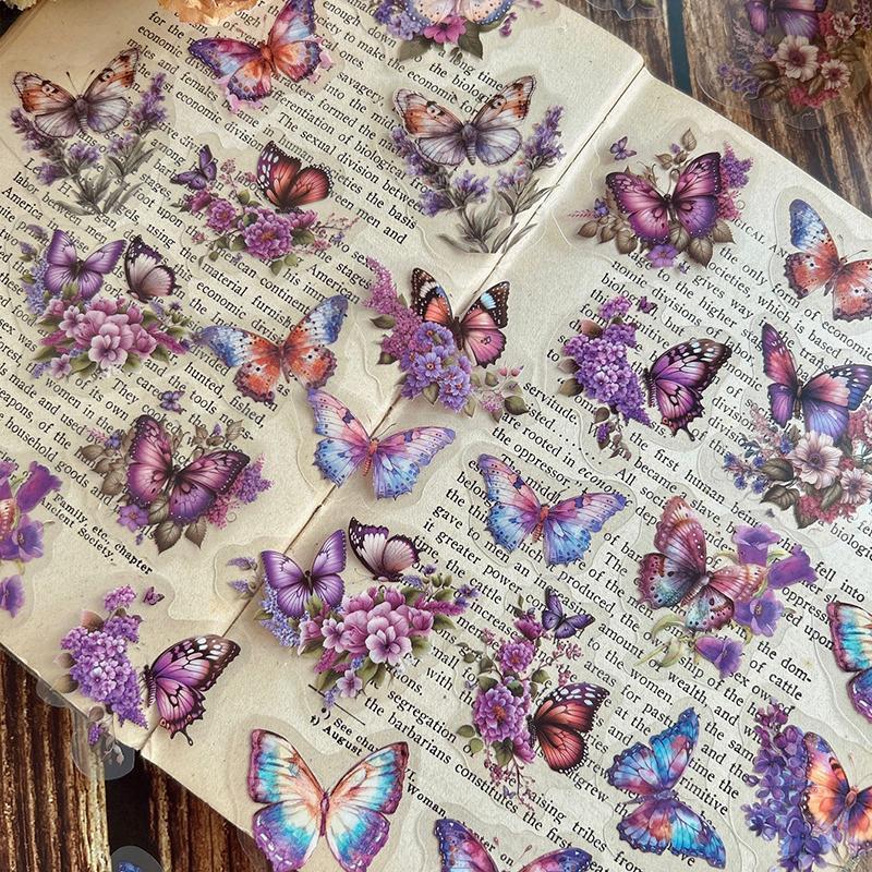 Butterfly Pattern Sticker, 30pcs pack Scrapbooking & Journal Making Material Paper, DIY Decorative Sticker For Stationery Computer Water Bottle