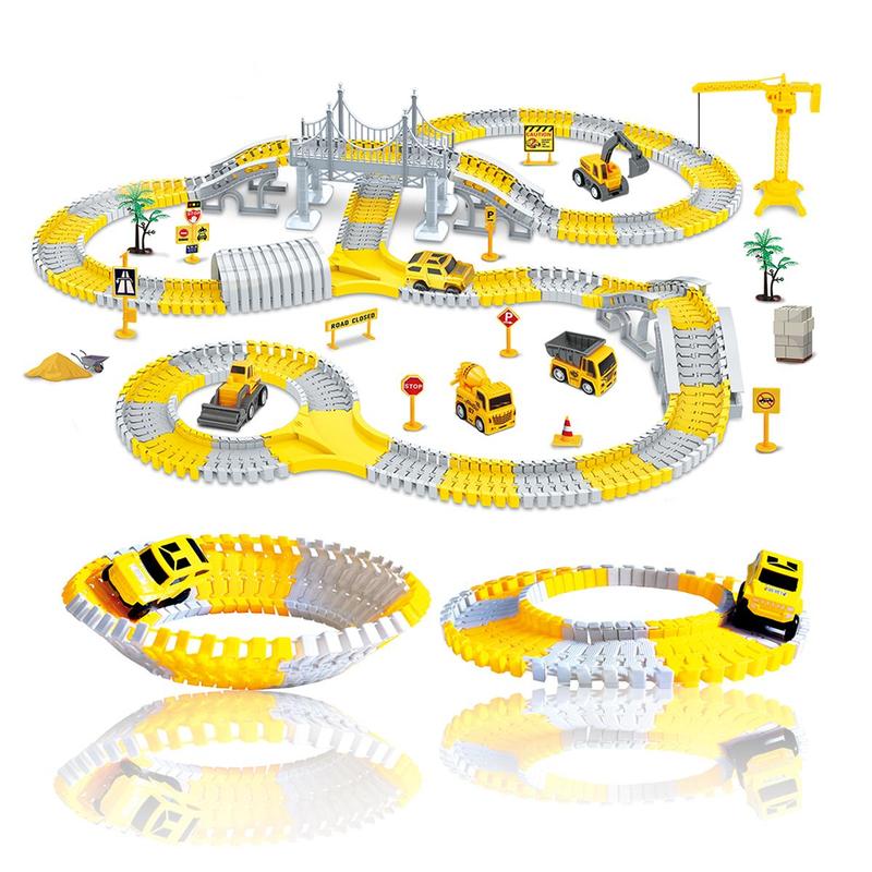 Electric Engineering Track Car Toy, 345pcs set Construction Track Car Toy without Battery, Birthday Gift