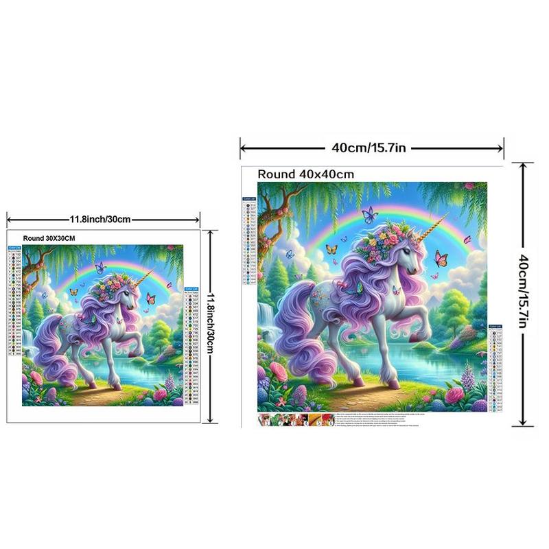 Cartoon Unicorn & Butterfly Pattern DIY Diamond Arts Colorful Painting Kit without Frame, DIY 5D Diamond Arts Colorful Painting Kit, Wall Art Decor for Home