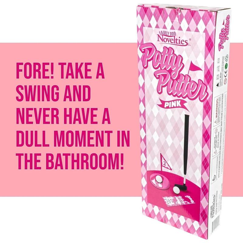 Fairly Odd Brands Potty Putter Toilet Time Golf Game | Practice Your Putting | Pink