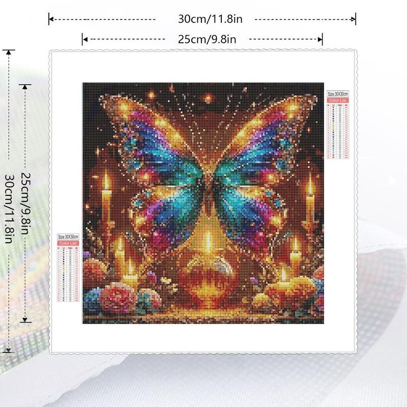 Glowing Butterfly Pattern DIY Diamond Arts Painting Kit without Frame, 1 Set DIY Diamond Decorative Art Painting for Beginner, Wall Art Decor for Home Room