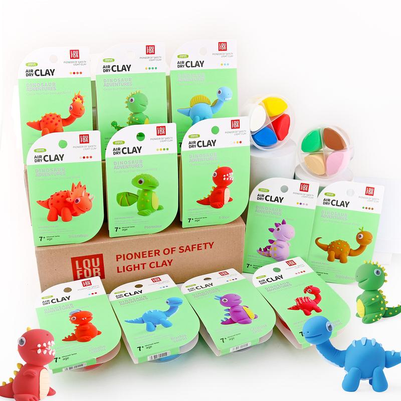 DIY Air Dry Clay 12 in 1 - Cute Pets, Cute Space, Cute Dinosaurs- Soft + Ultra Light, Safe and Non-Toxic loufor clay air dry craft