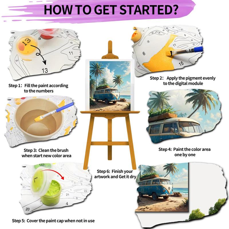 Beach Scene Pattern DIY Painting By Numbers Kit Without Frame, 1 Set DIY Paint By Numbers Kit, Wall Art Decoration for Home Living Room Bedroom