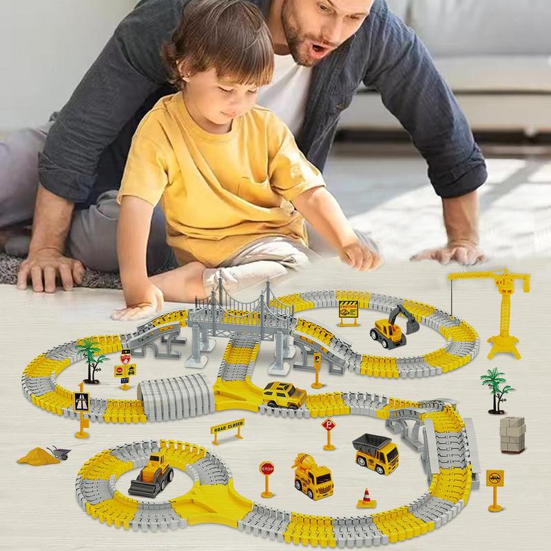 Electric Engineering Track Car Toy, 345pcs set Construction Track Car Toy without Battery, Birthday Gift