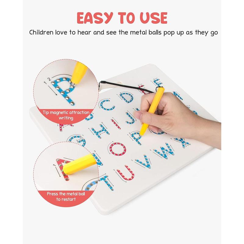 Double Sided Magnetic Letter Board - 2 in 1 Alphabet Magnets Tracing Board  ABC Letters Uppercase & Lowercase Practicing Learning Toys