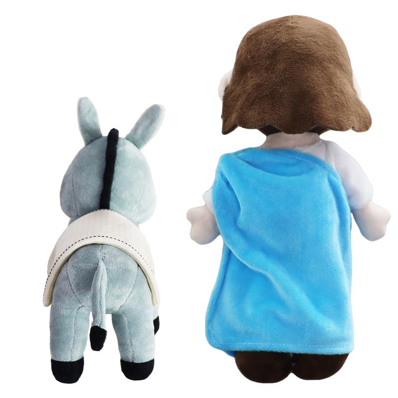 Yelakey Jesus Rides a Donkey Plush Toy stuffed toys plushies for kids children, 11.8in Jesus, 9.8in Donkey, Soft and Safe,  Lovely Religious Gift for Kids, Christian Baptism Gift,Thanksgiving Christmas Gift