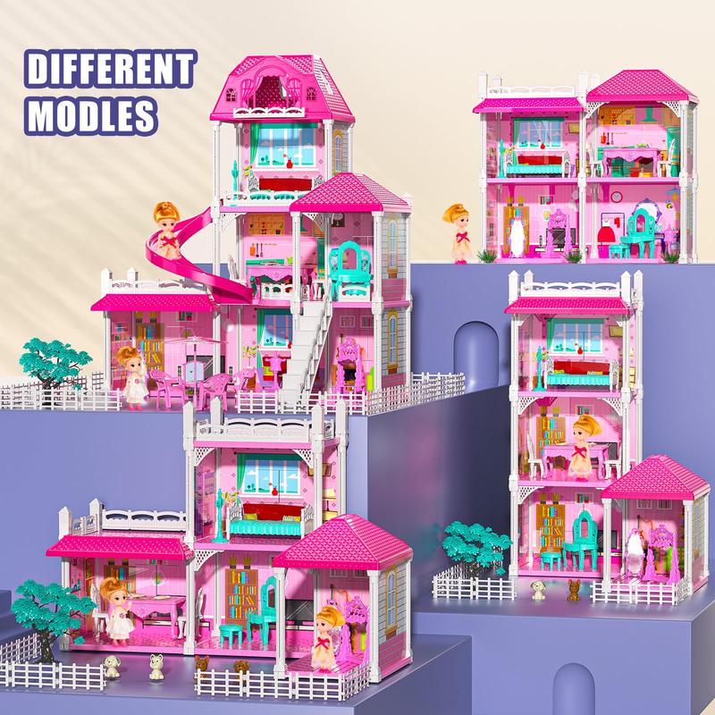 Luxury DollHouse Toys  - 3-Story 6 Rooms Dollhouse with 2 Dolls Toy Figures, Dollhouse  Toys