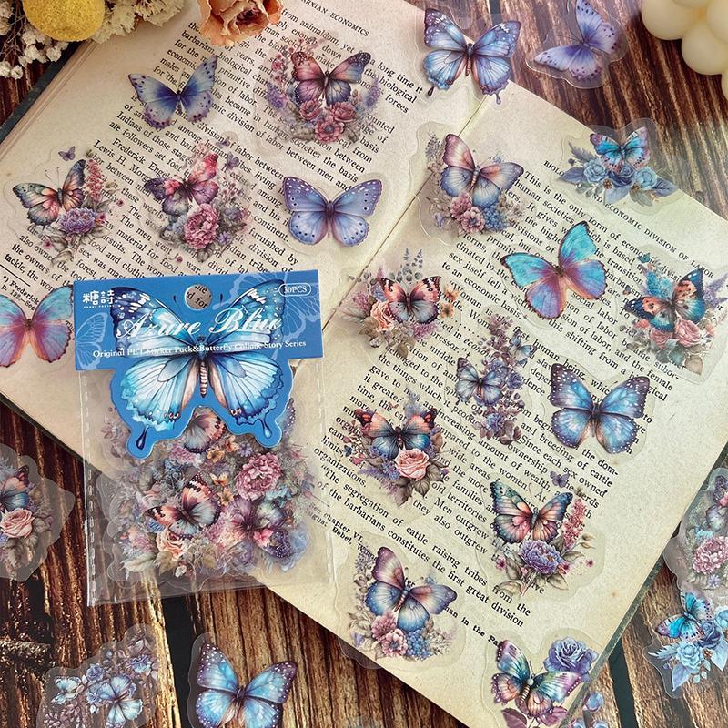 Butterfly Pattern Sticker, 30pcs pack Scrapbooking & Journal Making Material Paper, DIY Decorative Sticker For Stationery Computer Water Bottle