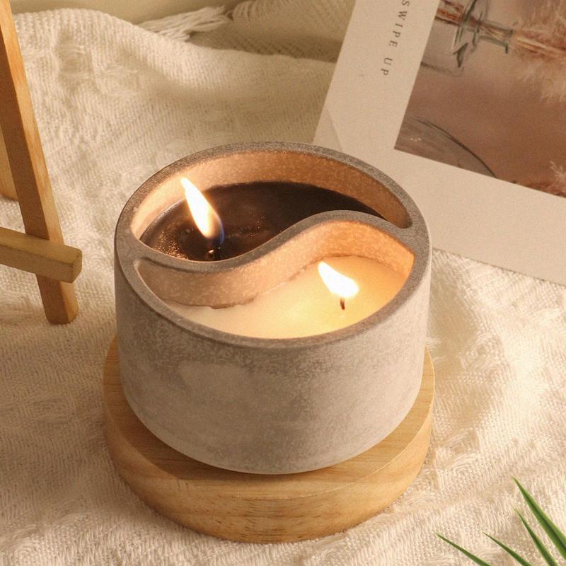 Tai Chi Candle Holder Silicone Mold Yin Yang Candle Vessels Resin Concrete Cement Mold Unique Silicone Resin Jar Box Container Storage Mold DIY Jewelry Trinket Holder Succulent Pot Decoration