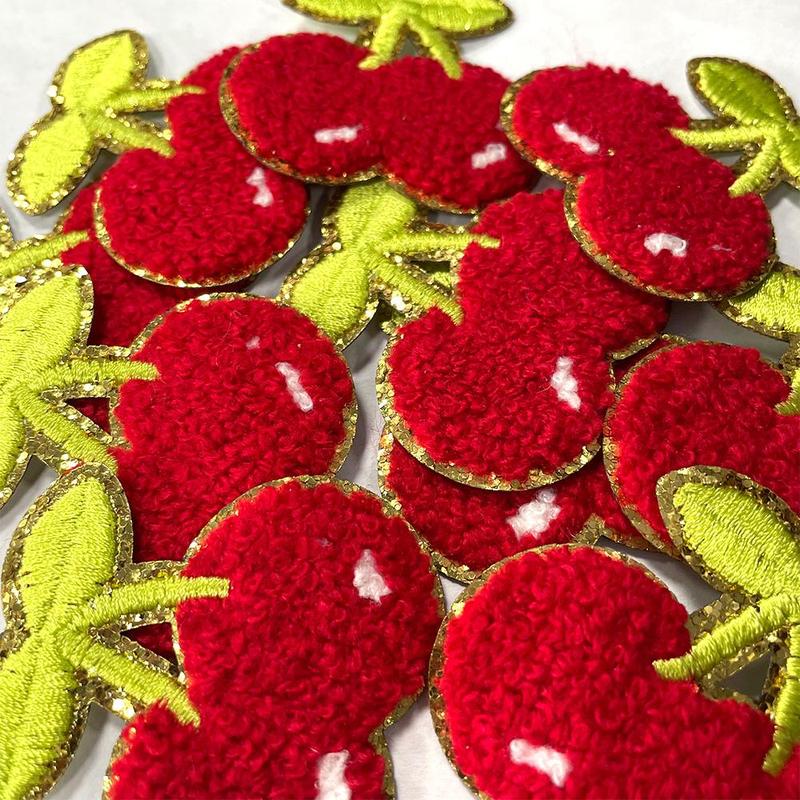 Cherry Pattern Embroidery Patch, Cute Fruit Cherry Embroidery Stitch, DIY Embroidery Supplies for Clothes, Bag, Hat, Scarf, Jacket