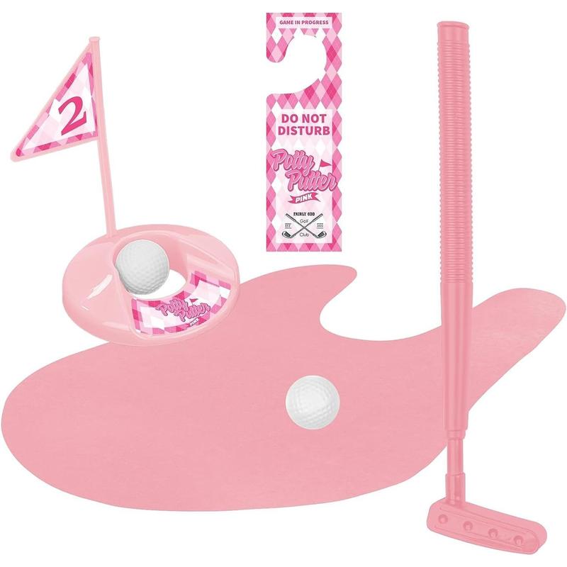 Fairly Odd Brands Potty Putter Toilet Time Golf Game | Practice Your Putting | Pink