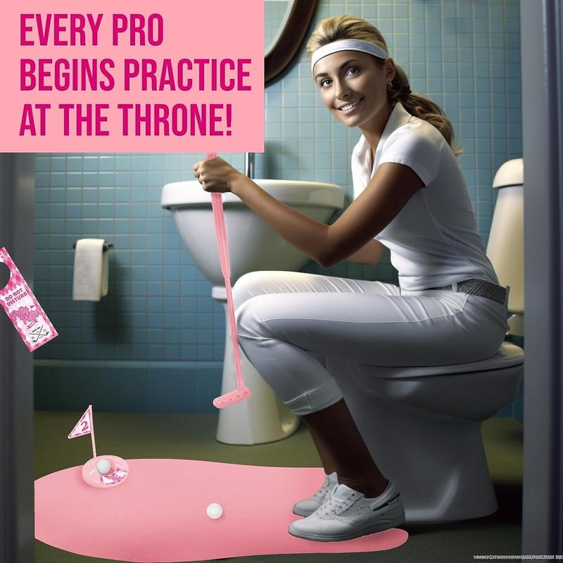 Fairly Odd Brands Potty Putter Toilet Time Golf Game | Practice Your Putting | Pink