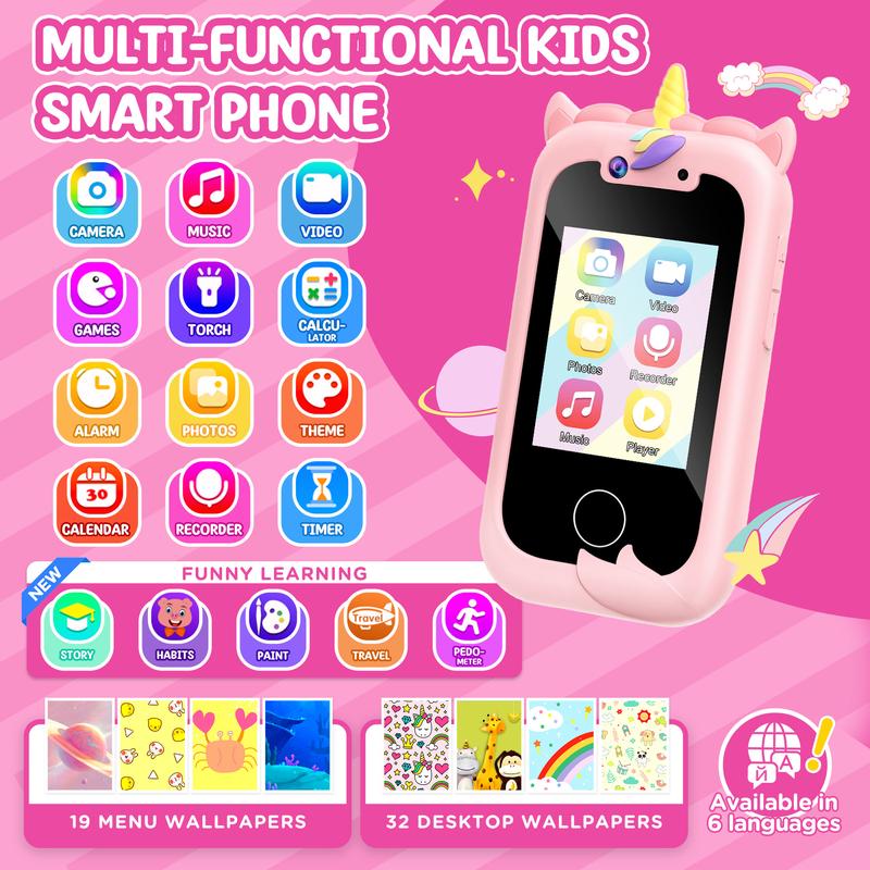 Kids Smart Phone Girls Toy: Christmas Birthday Gifts for Girls Age 3-10 - Working Real Play Cell Phone - Toddler Toy Learning Phone (Pink)