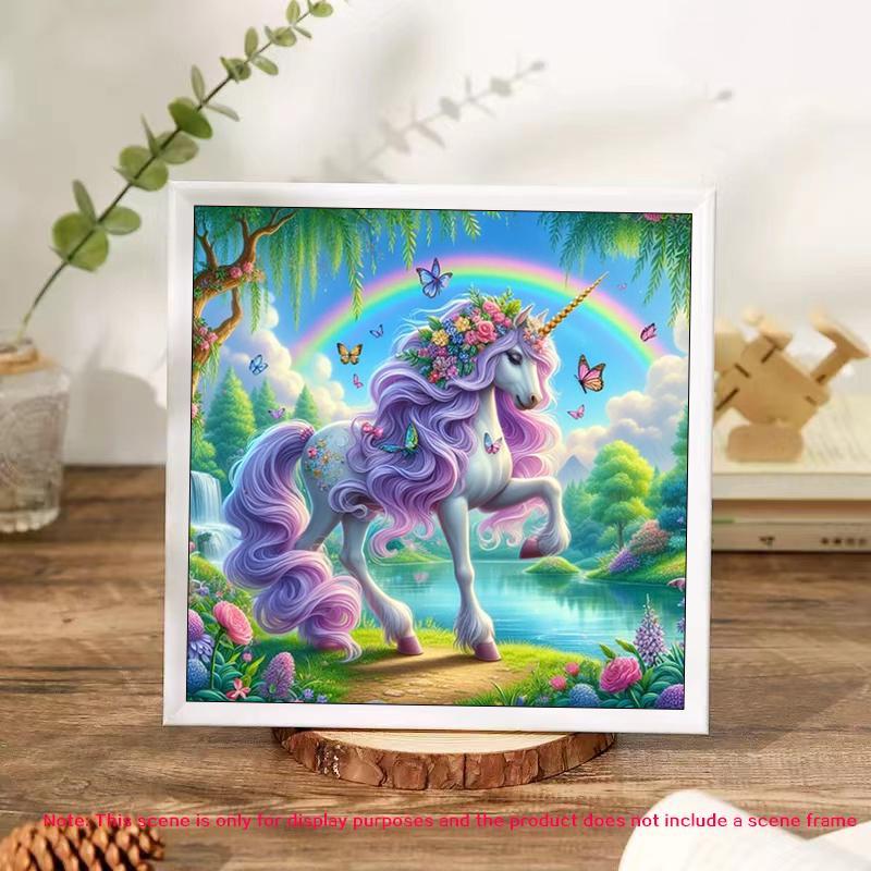 Cartoon Unicorn & Butterfly Pattern DIY Diamond Arts Colorful Painting Kit without Frame, DIY 5D Diamond Arts Colorful Painting Kit, Wall Art Decor for Home