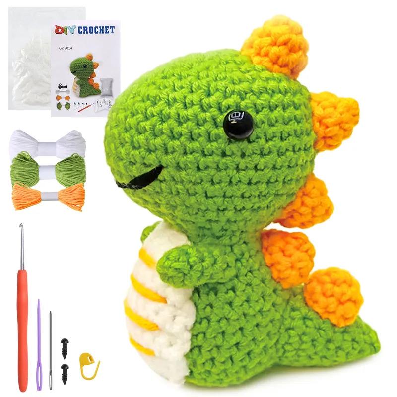 Animal DIY Crochet Kit With Hand Knitting Yarn Needles Plush Doll Easy for Starter Includes Enough Yarn Hook Accessories