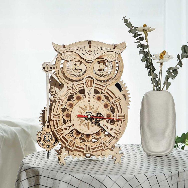 ROKR 3D Wooden Puzzle for Adults Owl Clock Model Kit Desk Clock Home Decor Unique Gift for Kids on Birthday Christmas Day